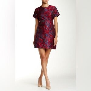 Eight Sixty Metallic Brocade Print Mini Dress
